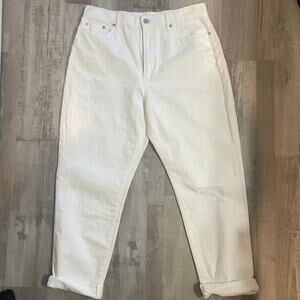 NWT Loft High Rise Slim Pocket Boyfriend Jeans in White Sz 10/30